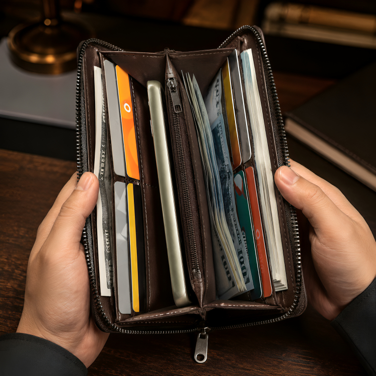 Balebaily Long Wallet for Men & Women with Zipper Pocket 15 Card Slots and Photo Window