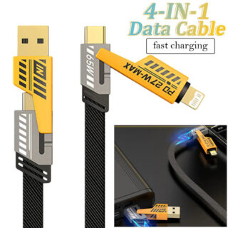 4-in-1 Multi USB Charging Cable – USB-C to USB-C, USB-C to Lightning, USB-A to USB-C, USB-A to Lightning | Fast PD Charger Cord for iPhone, iPad, Samsung, MacBook
