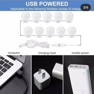 Vanity Light LED Bulbs for Makeup Mirror Stand 10 Bulbs with 3 Light Modes