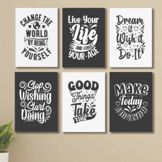 Set of 6 Wall Art Wooden Phototile Frames for Wall Decor