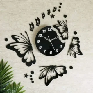3d wall clock  And Butterfly Wooden Wall Clock  with light