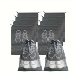 Pack of 01 - Shoe Bag for Travel & Home Storage – Dustproof Printed Shoe Organizer Pouch in Random Gray – Lightweight, Breathable, and Reusable Shoe Cover for Luggage, Closet, or Gym Use - Grey Color