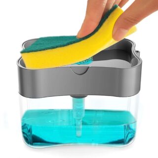2-in-1 Multi-function Dishwashing Liquid Box Soap Pump Dispenser For Dish Soap And (without sponge) - Each