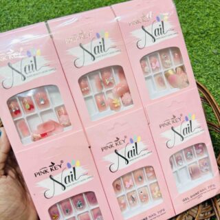 Pink Key STONES WORK NAILS Nails - Party, Wedding Nails (Random Design & Color)