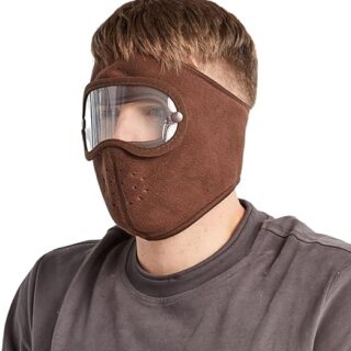 Windproof Anti Dust Full Face Masks Cycling Ski Breathable Masks Eye HD Anti Fog Goggles Hood Cover Winter Warm Hat Caps - Windproof Anti Dust Full Face Masks ( 01 Pair ) Knee Warmer Woolen Knee Cap ( Random Color )