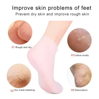 (Combo Pack) Moisturizing Glove and Socks Set, Silicone Gel Spa  Socks For Dry Cracked Skin & Silicone Jelly Socks Gel Moisturizing Socks Foot Care Protector