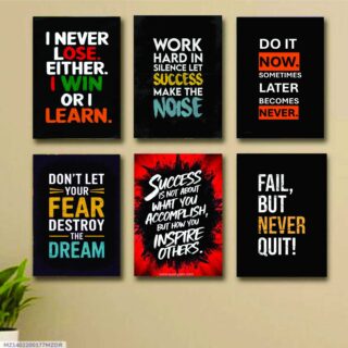 set of 6 Motivational wooden canvas frames for wall decore / sticky phototiles frames