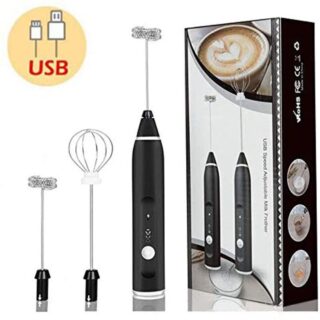 Handheld Electric Milk Frother Whisk Egg Beater USB Rechargeable Coffee Blender Household Milk Shaker Mixer Foamer Food Blender (random color)