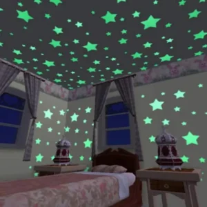 Pack of 100 -  Multicolor 3D Glowing Star Night Dark Room Decor