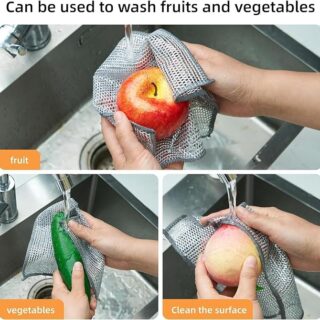 Dish washing Cleaning cloth | Wire Dish washing Rugs for Wet and Dry, Metal Wire Dish Towels for Kitchen, Dishes