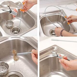 Stainless Steel Hair Catching Drain Cleaner Wire Spring Sink Cleaning Stick (50cm)