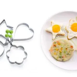 Pack of 4 New Mould Style Fried Egg Pancake Shaper   | Egg Shaper Kitchen Tools Star, Heart, Round, Flower Shaped Stainless Steel
