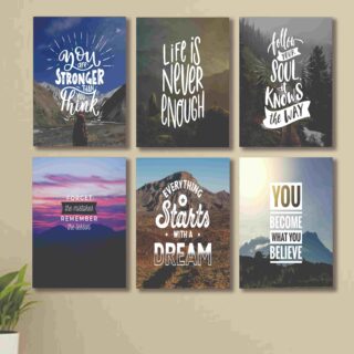 Set of 6 Wall Art Wooden Phototile Frames for Wall Decor