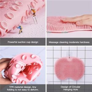 Shower Foot & Back Scrubber Mat, Wall Stick Suction Silicone Bathroom Scrubber (Random color)