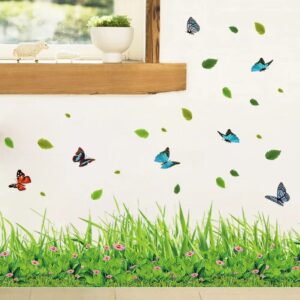 New 3D Fresh Green Plant Removable Green Grass PVC Wall Stickers Home Decor waterproof DIY Removable Art Vinyl 7 inch x  54 inch