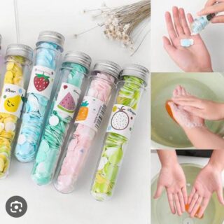 100 PC's tube disposable Paper Soap  Disposable Paper Soap  With Bottle  Multi-color.