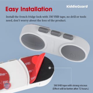 Multipurpose French Fridge Lock 3M VHB Tape, for installation no drills or tools needed (Random color)