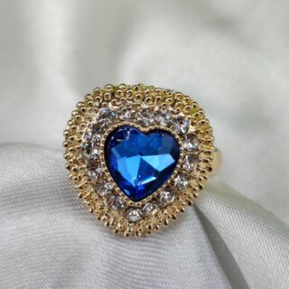 1 Piece Imported Heartfelt Elegance Blue Crystal Ring | Adjustable Ring – Timeless Charm 💙 | Best Quality Adjustable Ring For Girls & Women