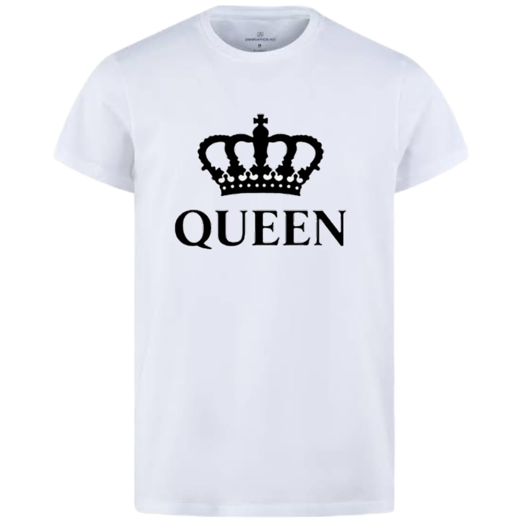 Combo Of King & Queen Style White T-Shirt with Cute Design - King & Queen Design T-Shirts – Best Quality T-Shirts For Girls | T-Shirt For Women - T-Shirt For Boy | T-Shirt For Men | Queen T-Shirts | King Design T-Shirt