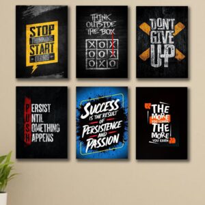 Set Of 6 Motivational Wooden Canvas Frames For Wall Decore / Sticky Phototiles Frames