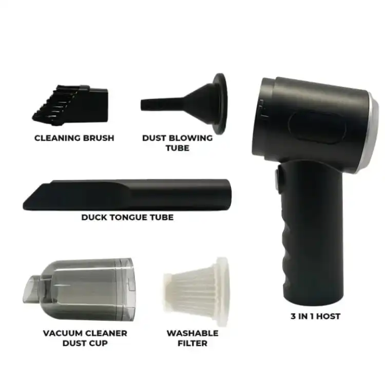 3 in 1 Portable Mini Vacuum Cleaner Duster Blower Air Pump Wireless Handheld Clean Microscopic dust Like Car, Home,Computer, Laptop, Flower, Mirror Vehicle Interior Cleaner
