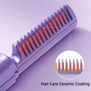 2 in 1 Rechargeable Hair Styling Brush, Straightener, Curler | Negative Ion Travel Heat Comb (random color)