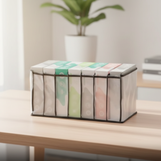 7 Grid Non-Woven Clothes Organizer for Wardrobe – Foldable Storage Box, Milky White, 75 GSM (18x9x9 in)
