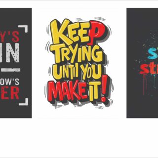 set of 3 Motivational sticky canvas frames for wall decore / sticky phototiles