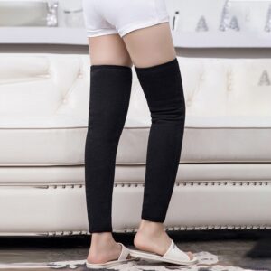 Unisex Wool Knee Length Leg Warmers – Plain Black, Comfortable & Stylish Winter Wear, Easy to Wear - Without Belt (1 Pair)