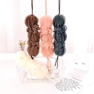 Premium Exfoliating Loofah Sponge – Long Handle Shower Pouf for Body & Back Scrubbing (Random Color))
